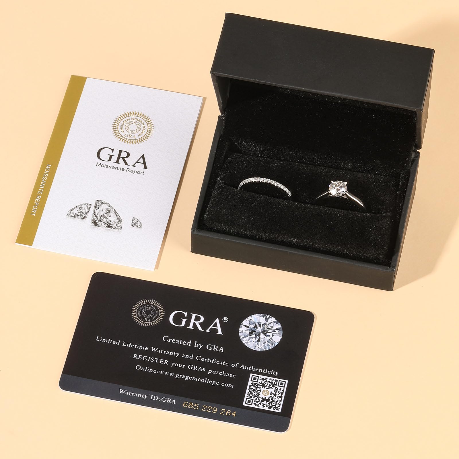 Damen Moissanit Klassisch Band Ring Set 925 Sterling Silber Vorsteckring Rundschliff Stein Stapelring Modern Elegant Doppelring Frauen Trauring für Hochzeit Valentinstag