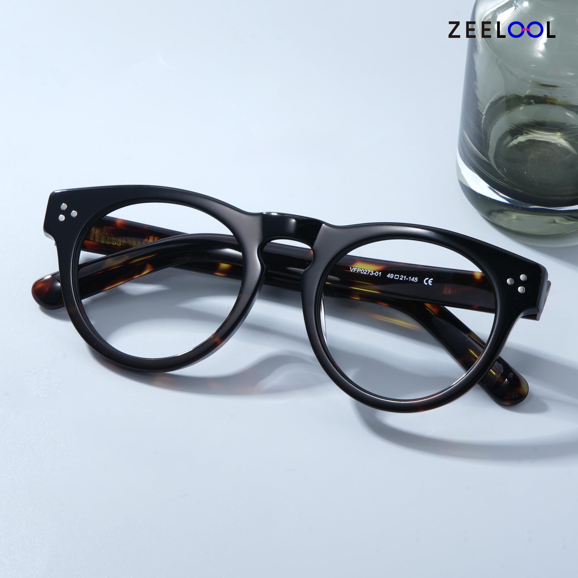 Zeelool Retro Round Glasses Frame for Women Men Eyeglasses Frame with Non-prescrition Clear Lens Malloy VFP0273