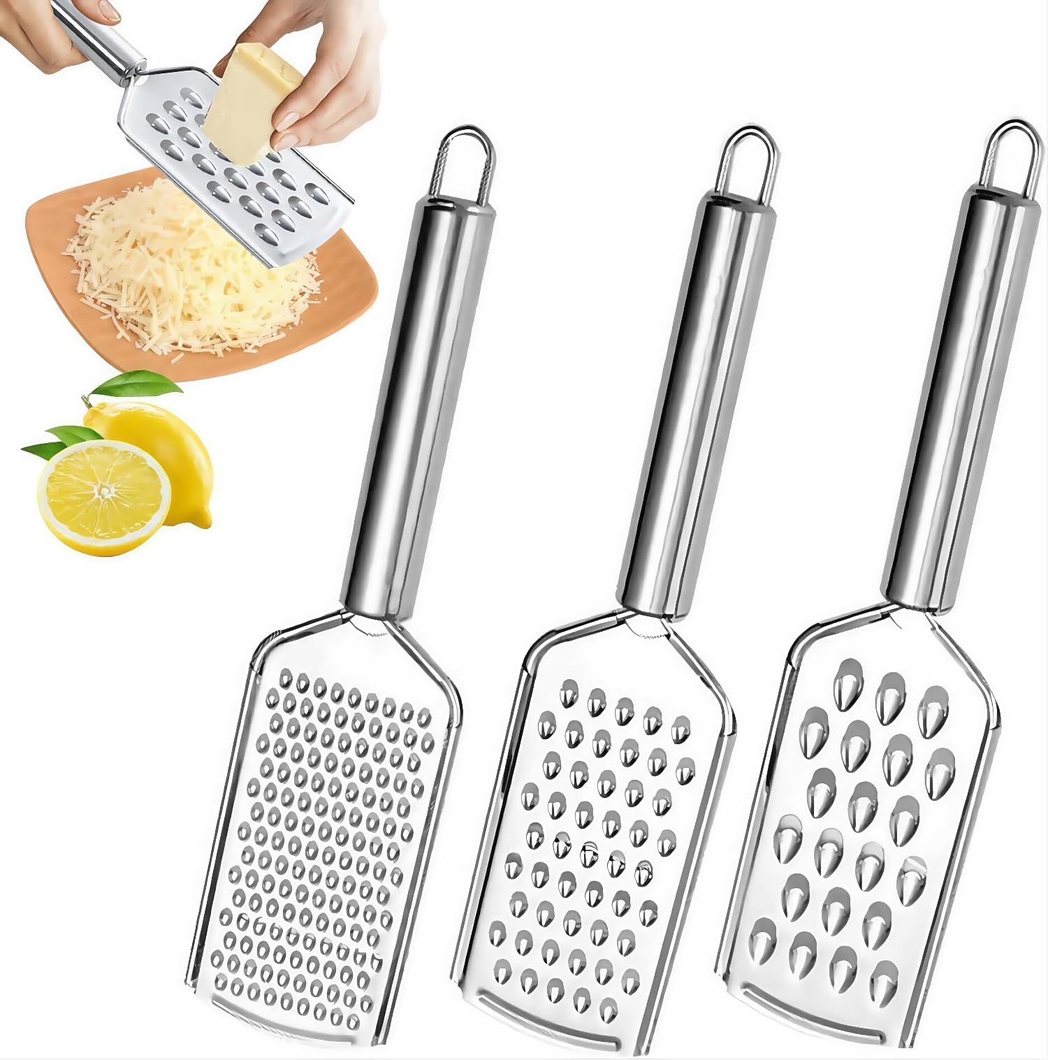 set 3 pièces râpe fromage acier inox