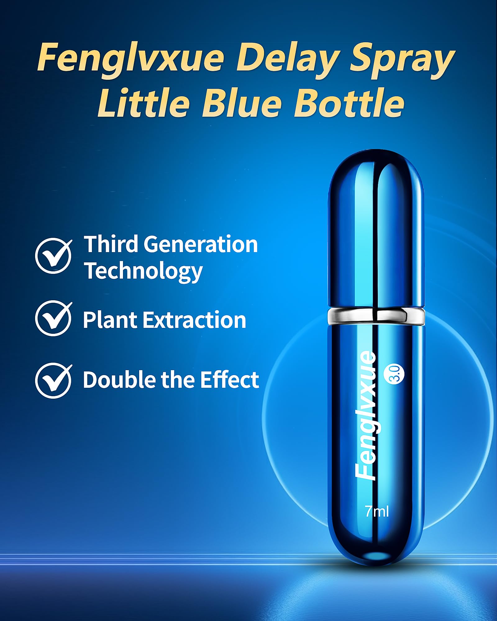 Spray Retardante para Hombres, Spray para Mejorar el Rendimiento y Durar Más Tiempo, tecnología de tercera generación 3.0, 0.24 oz (7 ml)