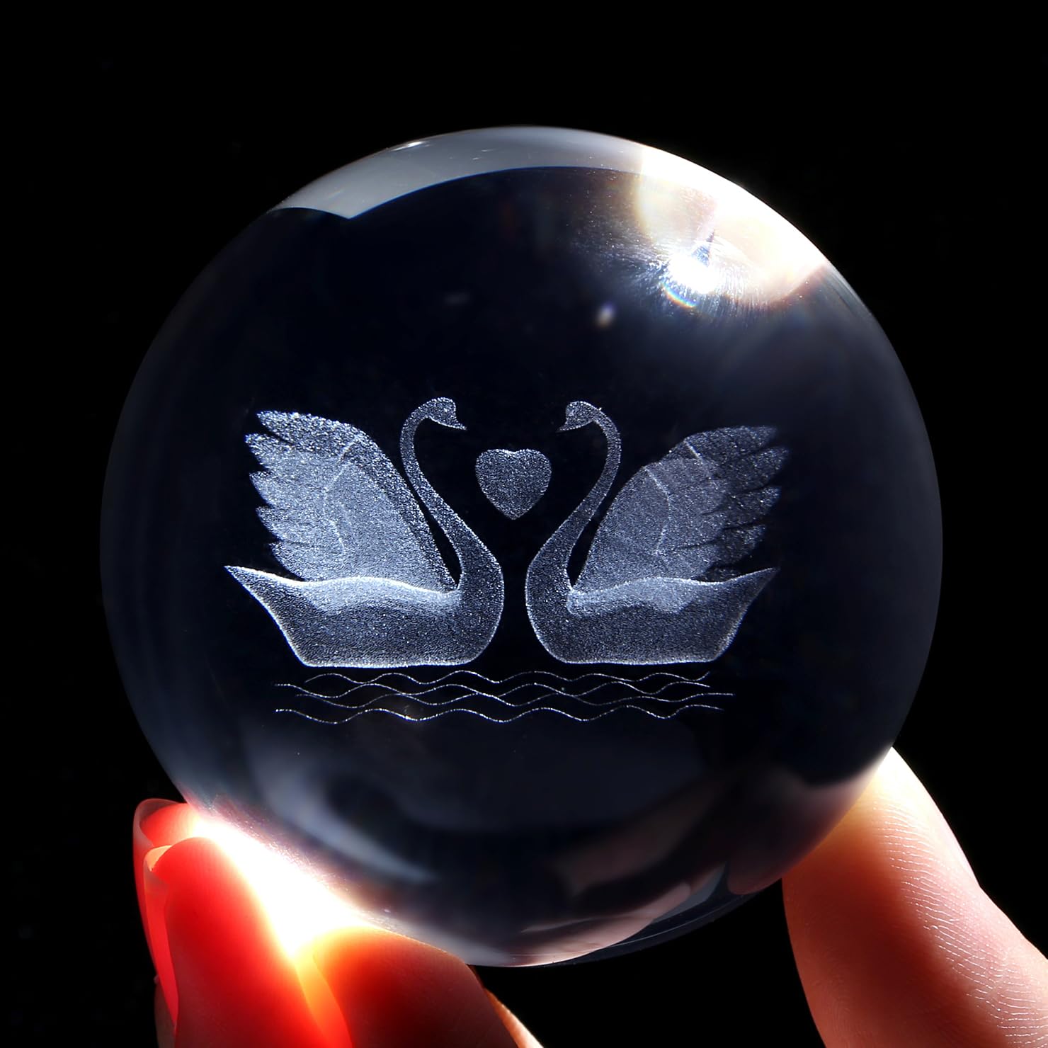 XIANNVXI 3D Double Swan Crystal Ball Paperweight Ornament Meaningful Gifts for Him Her Matching Presents for Couple His and Hers Gifts for Anniversary Valentines Engagement Decorations - Image 2