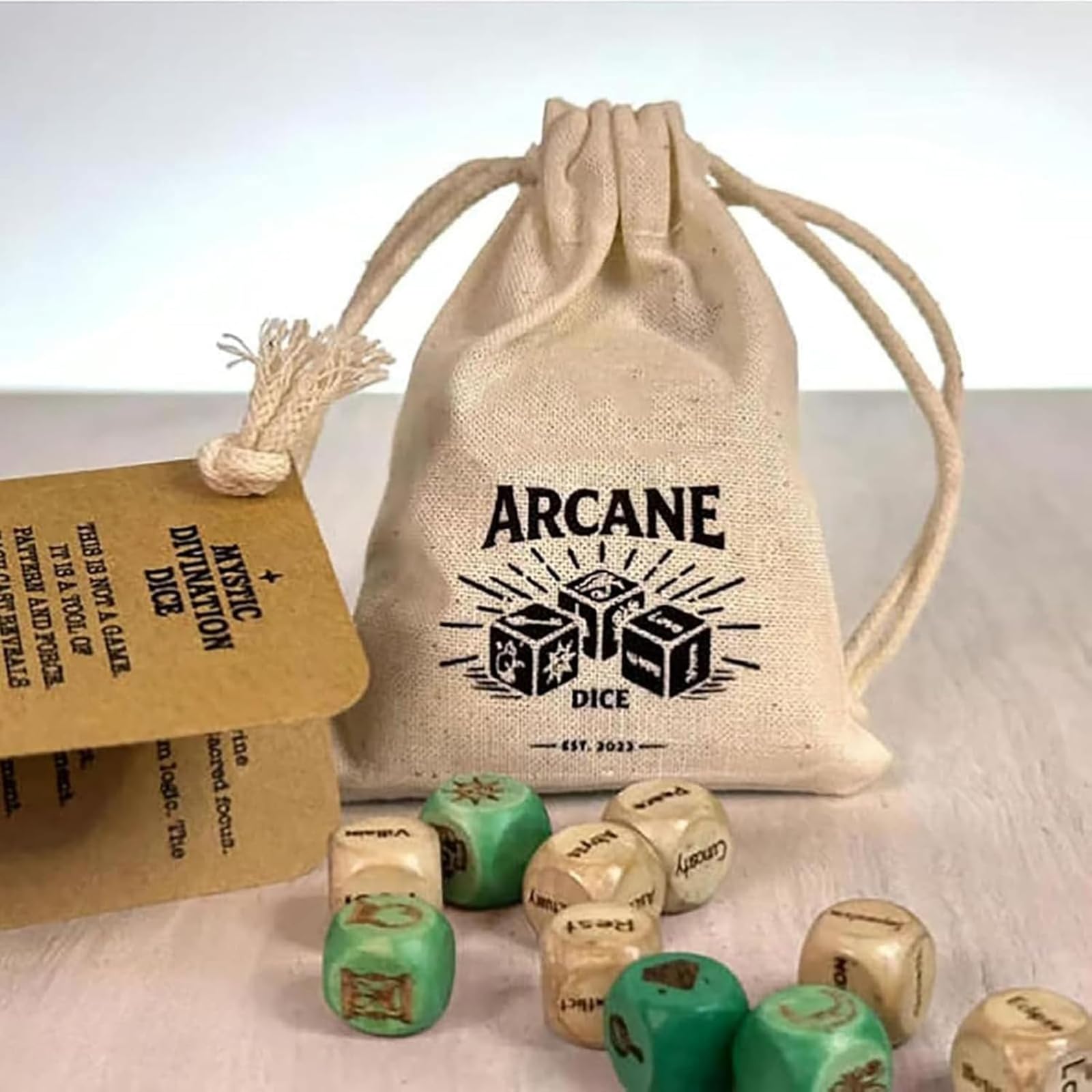 Oracle Dice Set Wahrsagerei Holz Box graviert 10-teilig Spielzeug | Oracle Dice Set Wahrsagerei Holz Box graviert 10-teilig mit mystischen Symbolen und täglichem Gebrauch