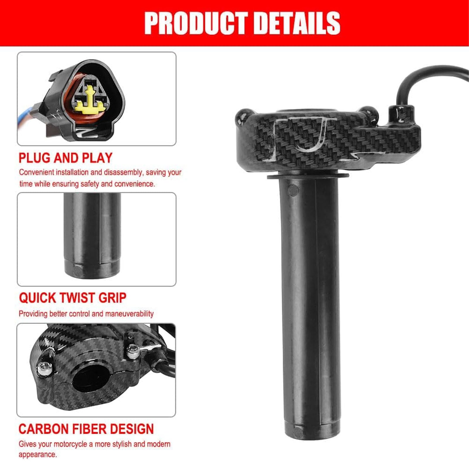aqxreight Poignée D'accélérateur avec Roulement à Rouleaux, ABS Haute Résistance, Remplacement pour Surron Light Bee X S X160 X260, Accessoires électriques (style fibre de carbone)