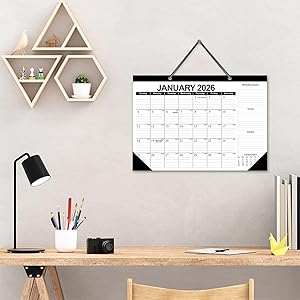 2026 Calendar Desk Calendars 2026-2027 Wall Calendar from January 2026 to June 2027,18 Months 17"12" Thick Paper for Office School Home