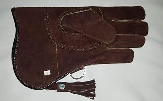 Altawash Falconry Glove Large Size Suede Leather Double Layer 12" Long(Rusty Brown Color)