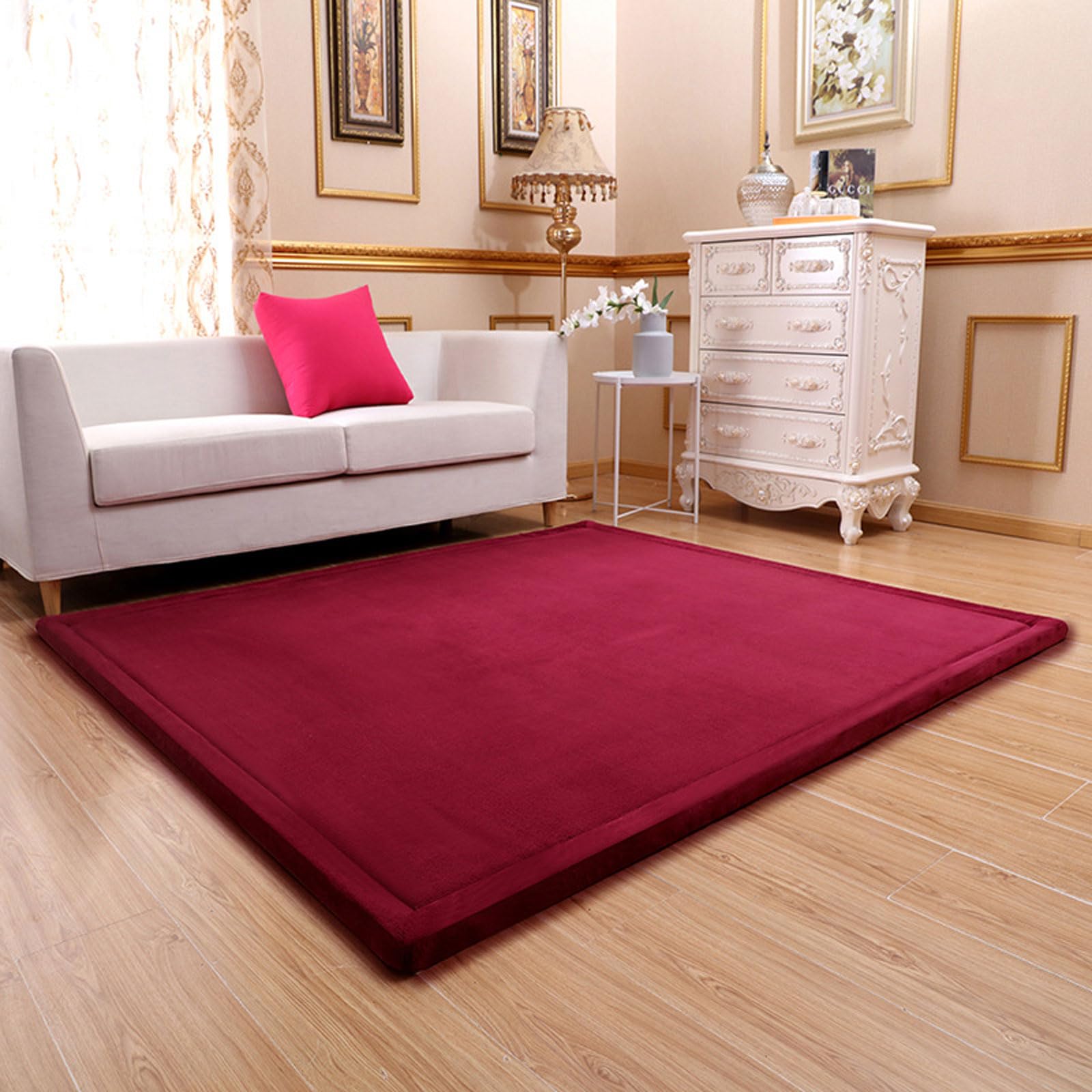 TYYUETY Tatami Mat Crawling Pad for Living Room, Bedroom, Playroom, Nursery - Large Padded Mat, Memory Foam, Childrens & Girls Rug