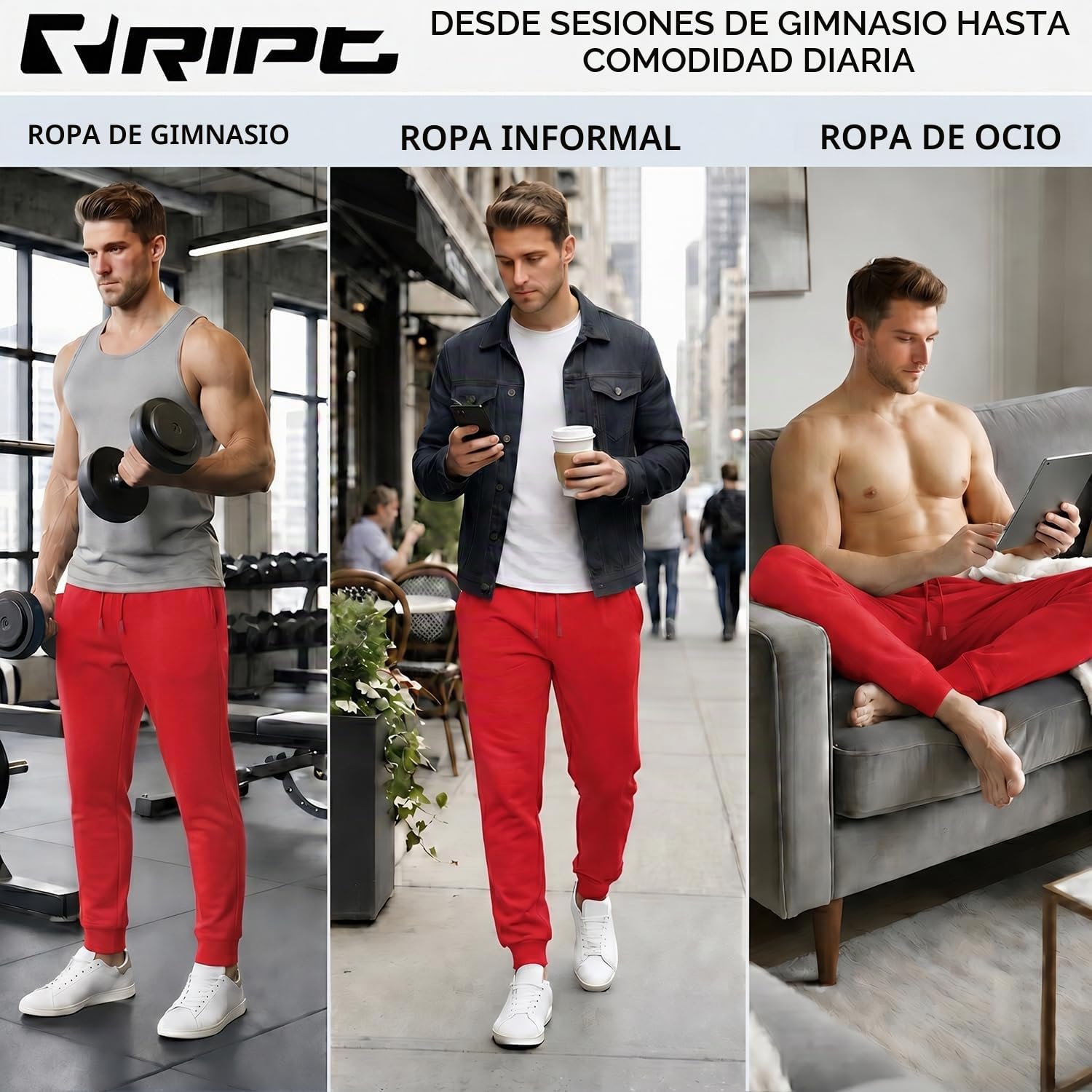 RIPT Essentials RCPNT764 Pantalones de chándal de Tacto Suave para Hombre