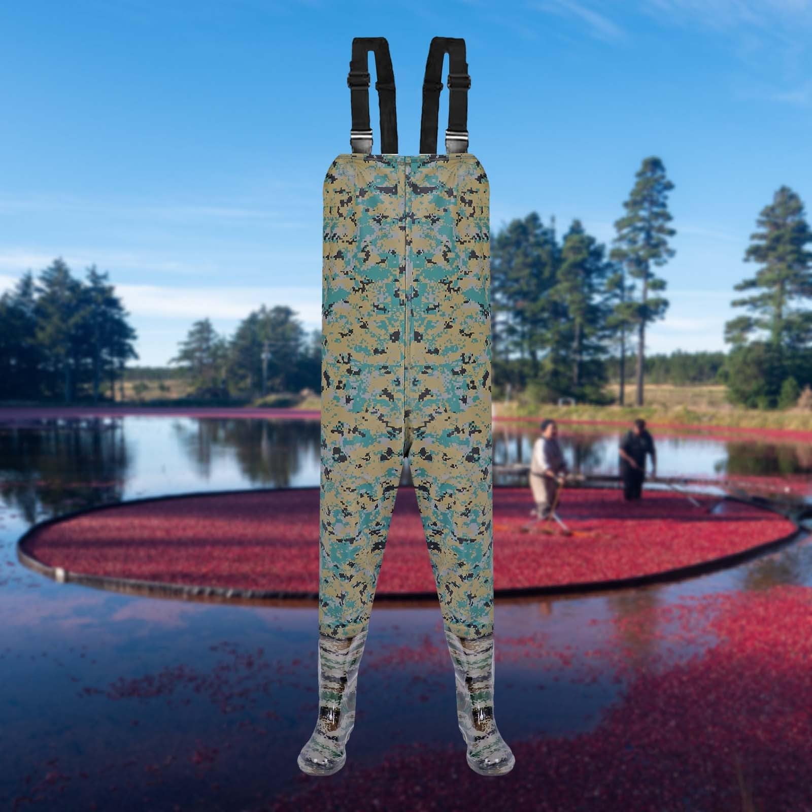 Trampolieri mimetici impermeabili da uomo, resistenti con cinghie regolabili, in PVC leggero, per pesca e caccia, pantaloni da guado resistenti per attività all'aperto, caccia ideale
