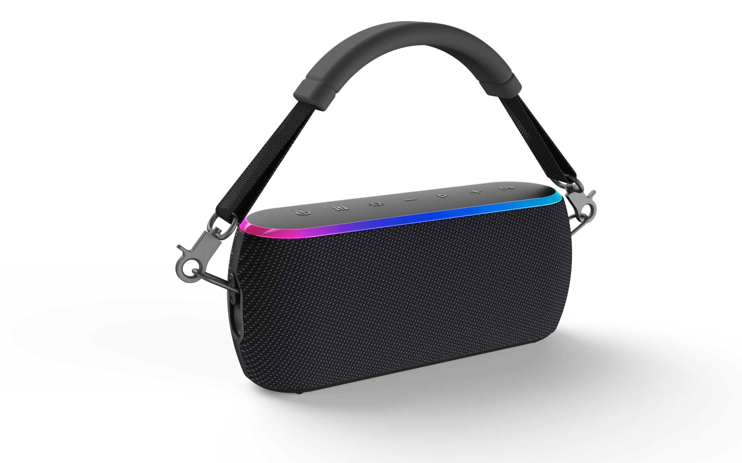 AT&T Essentials Haut-parleur Bluetooth portable 40 W - Étanchéité IPX6 - Double appariement sans fil, 15 heures d'autonomie, sangle/poignée amovible - Maison/cuisine/extérieur (noir)