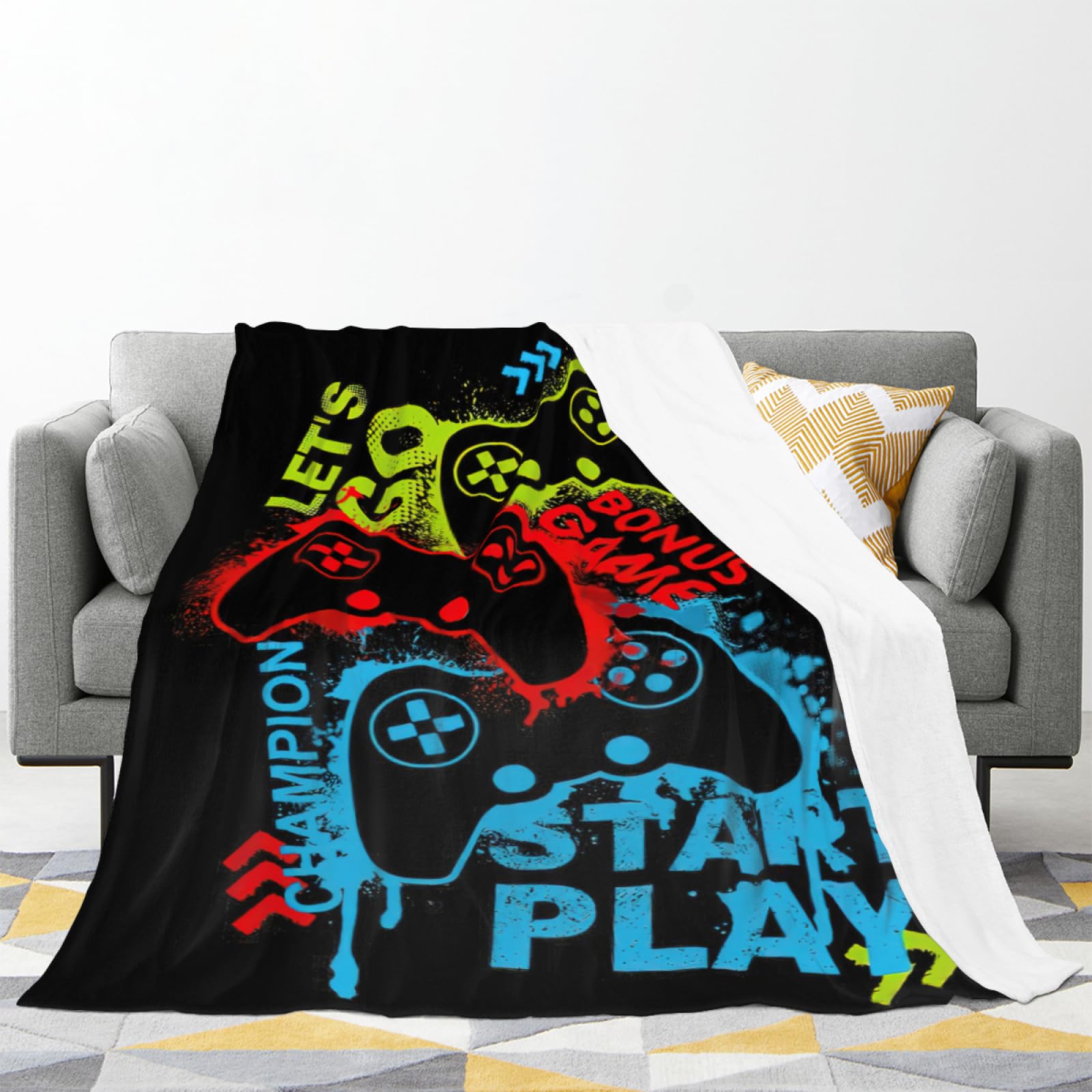 Conank Gamer Blanket - Gaming Throw Blankets - Gamer Throw Blankets for Game Lovers - Video Game Blanket Cozy Stylish Games Room Couch Bed Sofa Decor