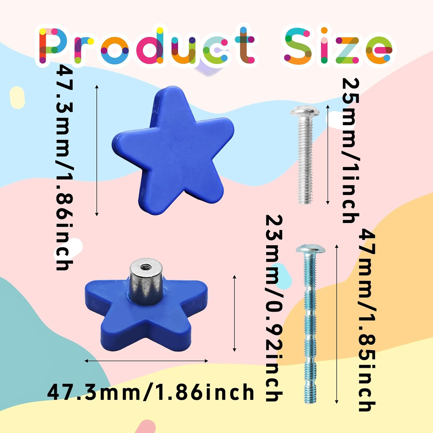 6PCS Soft Rubber Cabinet Knobs, Cute Cartoon Shape Single Hole Drawer Pulls Handle for Kids' Room Kitchen Cupboard Closet Wardrobe(Blue Star)