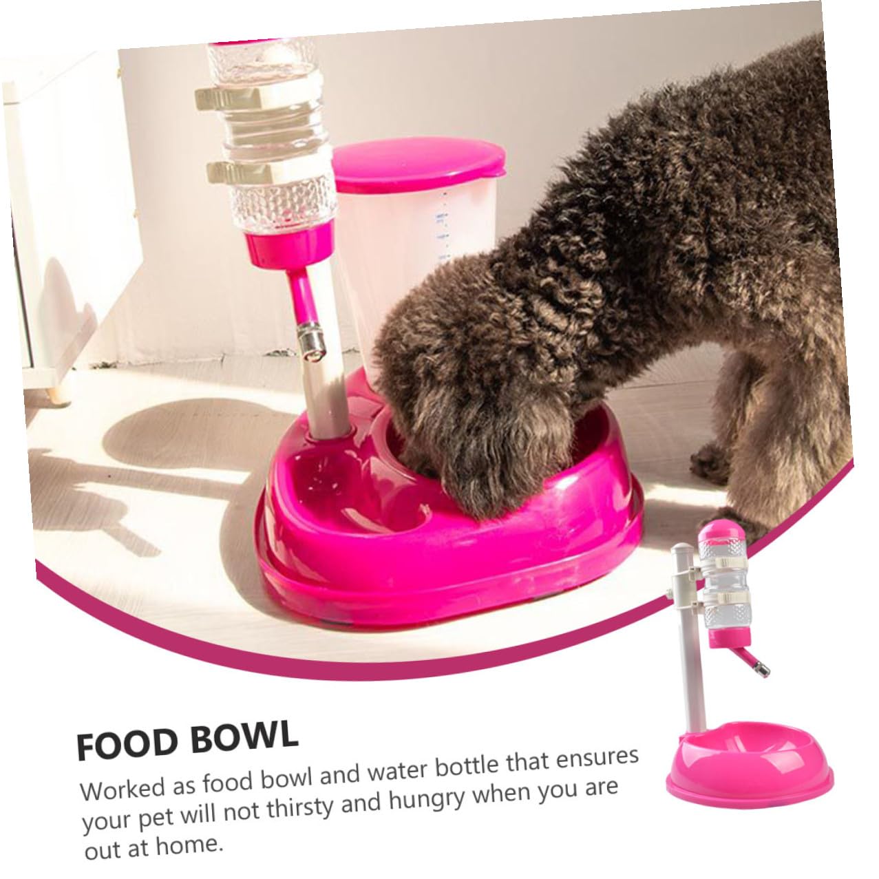 NOLITOY Dispensador de Agua Automático para Mascotas Comedero Ajustable de Altura Material PP y PVC Duradero Desmontable para Limpieza Fácil Bebedero y Comedero 2 1 Color Rosa Fucsia