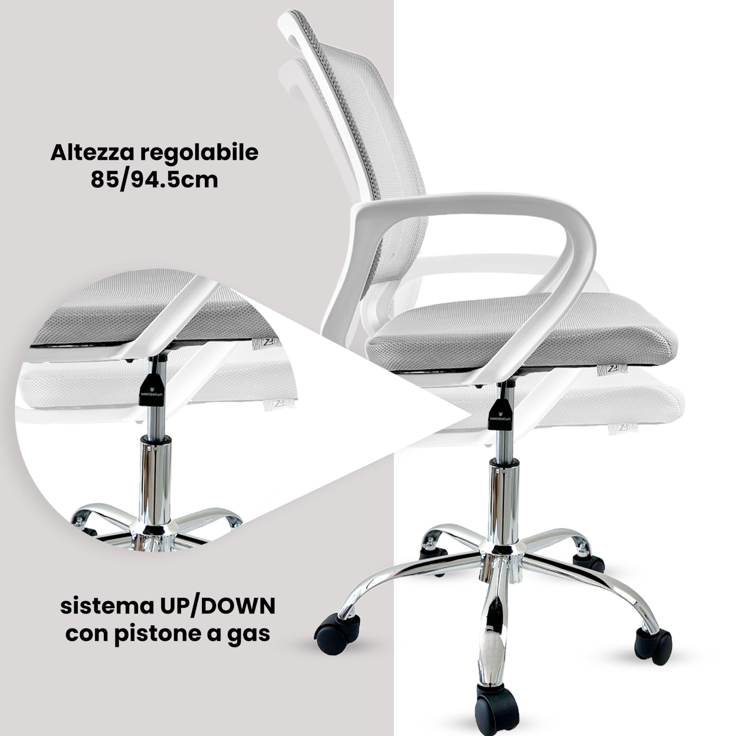 FZ SEDIA UFFICIO RUOTE (BIANCO/GRIGIO)