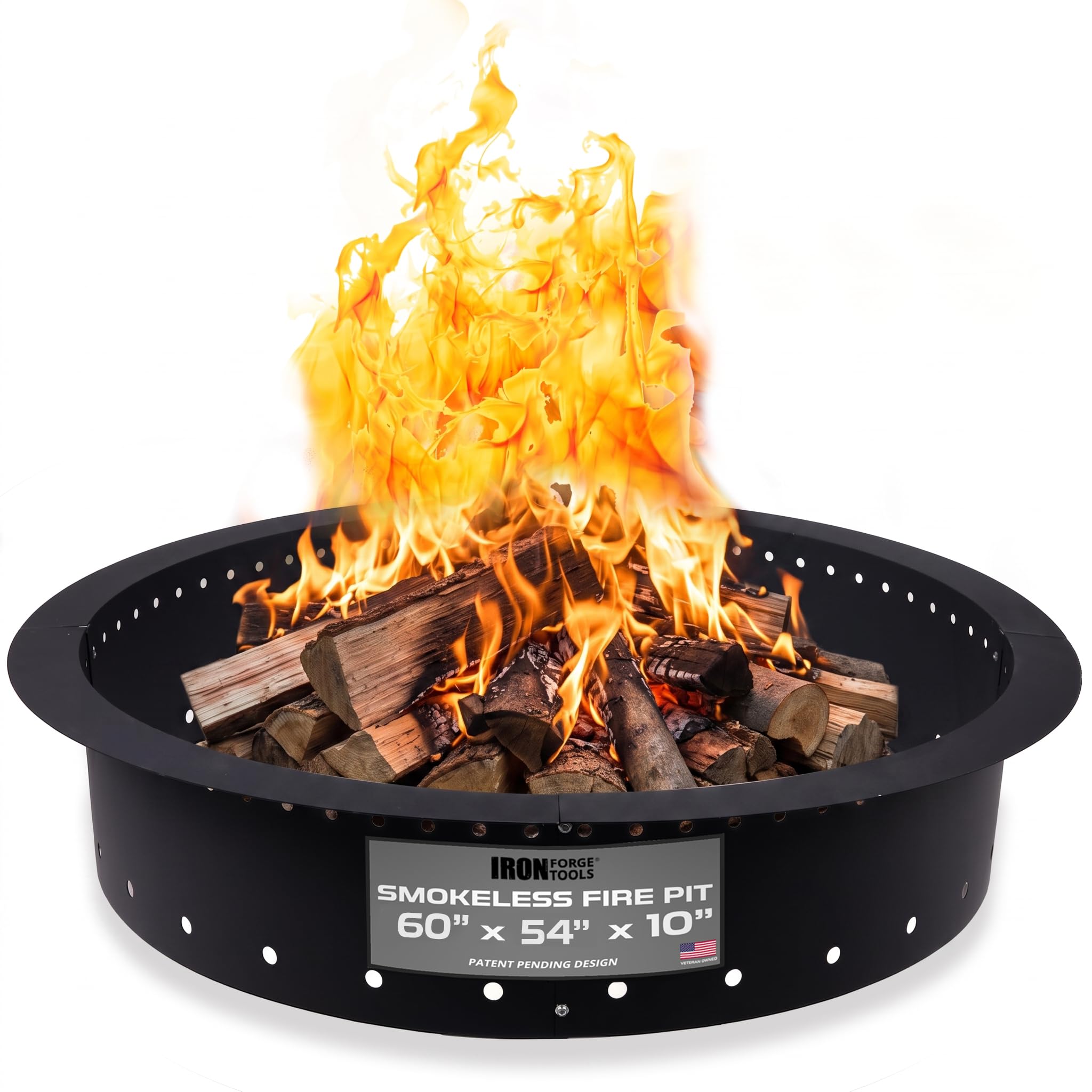 Iron Forge Tools Smokeless Outdoor Fire Pit Ring Insert 60 Inch Round