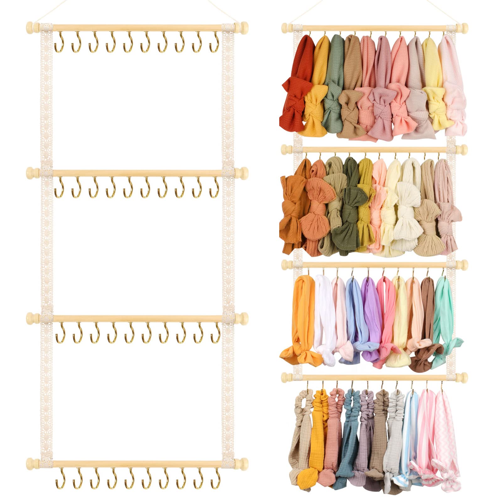 POVETIRE Headband Holder for Baby Girl Headband Organizer Hair Accessories Organizer Storage Wall Hanging for Nursery Toddler Girls Room，Door，Closet