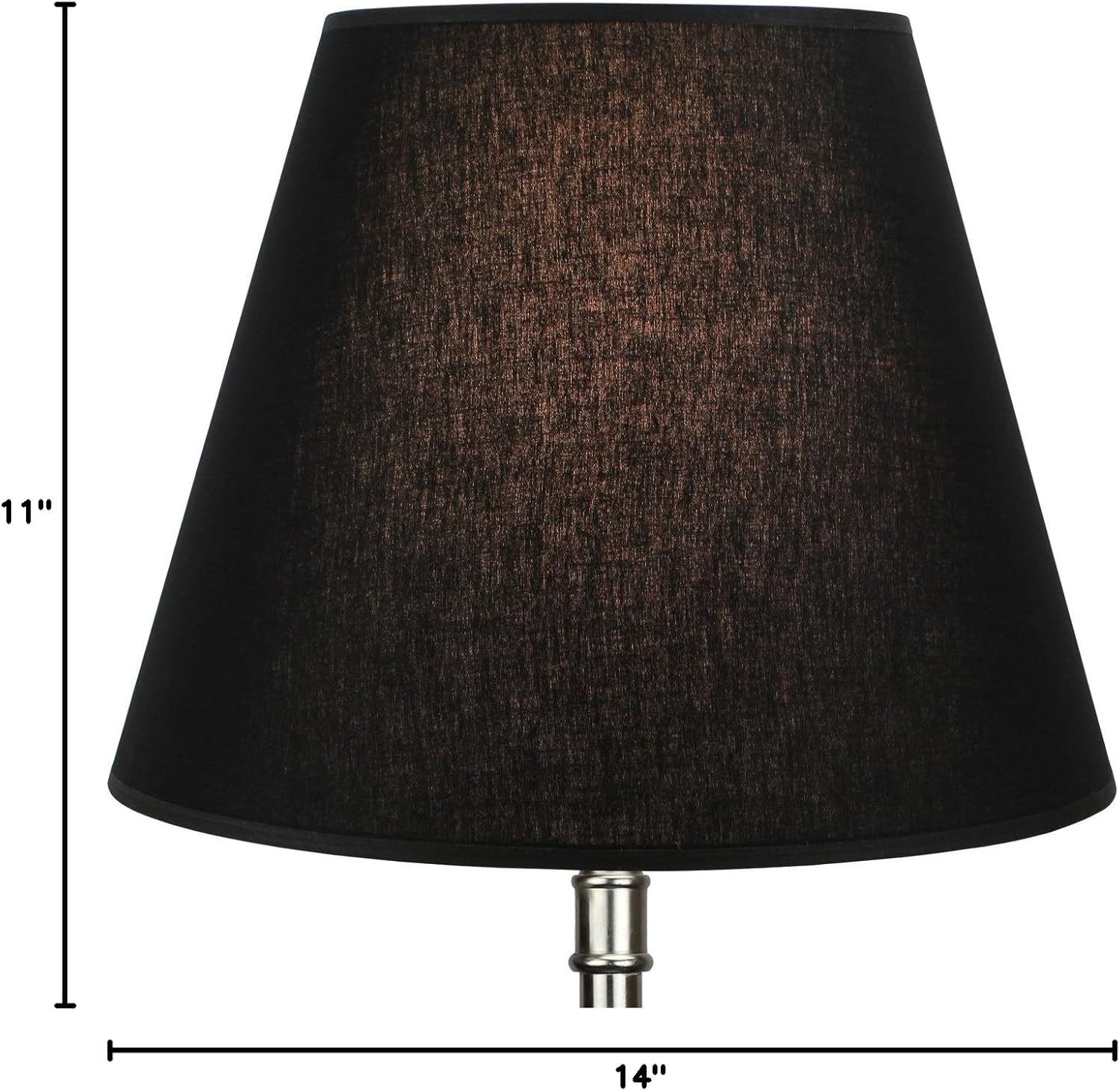 FenchelShades.com Lampshade 8" Top Diameter x 14" Bottom Diameter x 11" Slant Height with Washer (Spider) Attachment for Lamps with a Harp (Black)