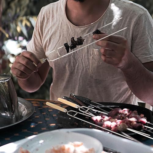 Miniatura 4 de 5 piezas de carteles de barbacoa reutilizables para barbacoa, brocheta de hoguera, palitos de camarones Smores para asar palitos reutilizables para