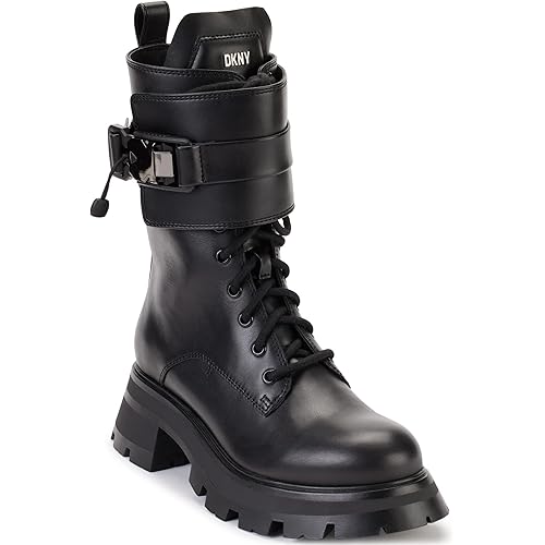 DKNY Women's Lace-up Lug Sole Combat Boot Fashion