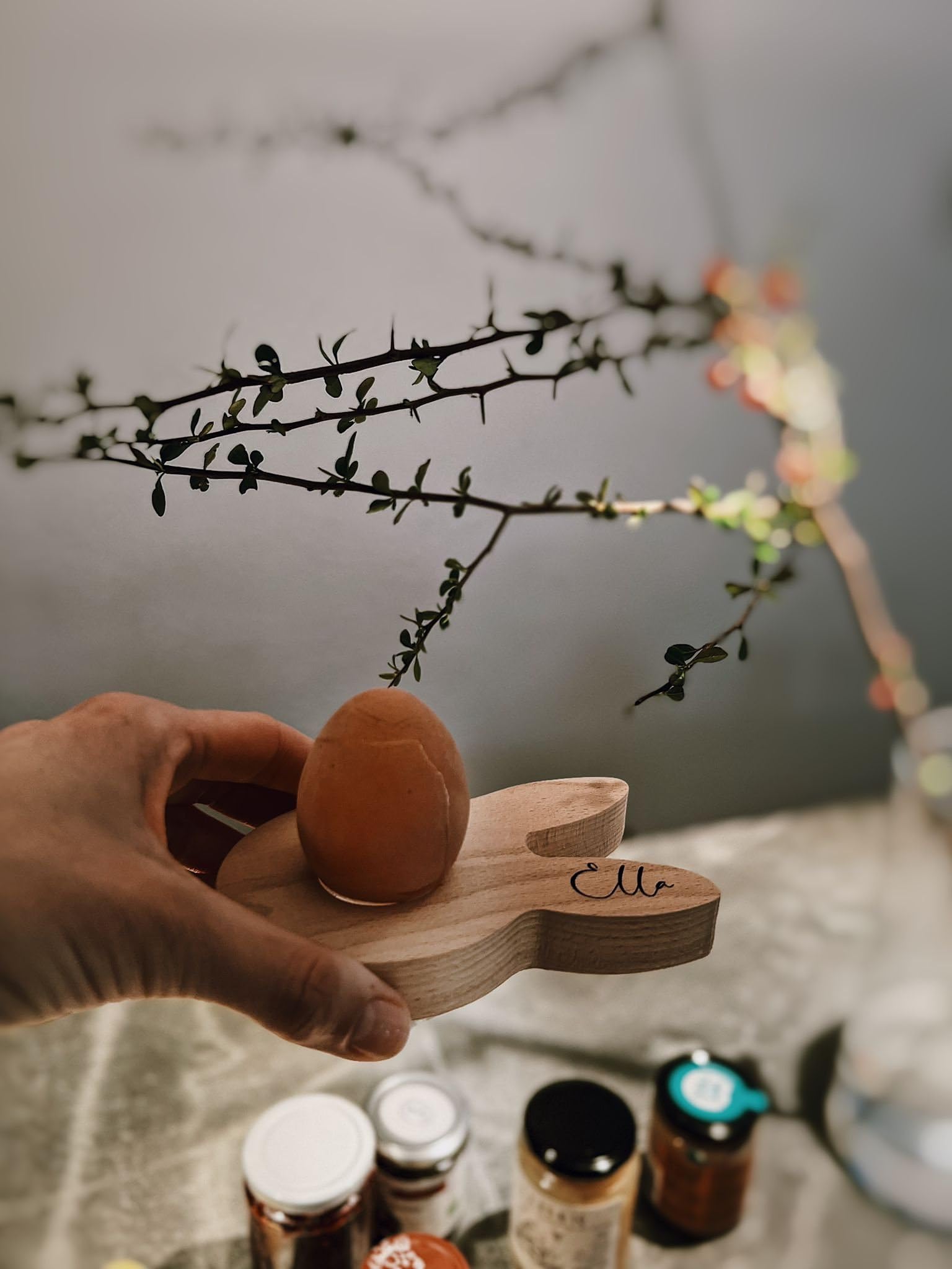 Eierbecher Hase Buchenholz mit Gravur personalisiert