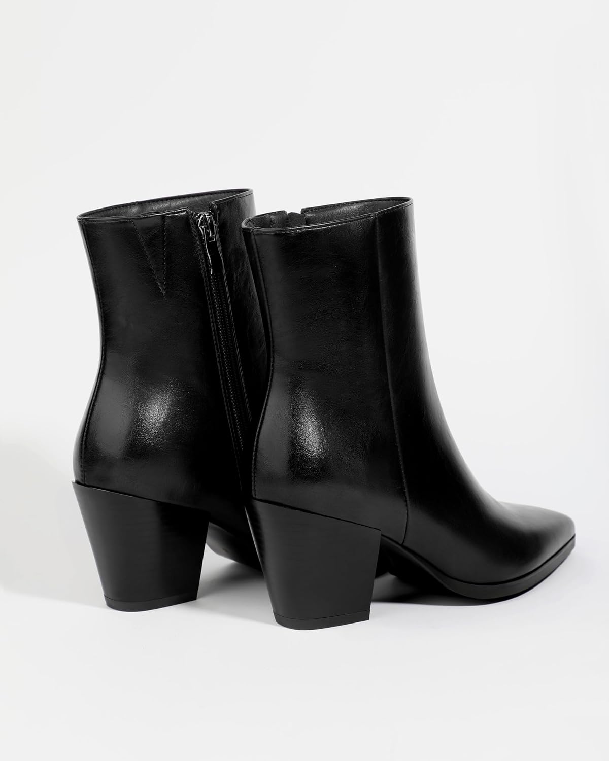 NUMALEO Womens Ankle Boots Chunky Low Heel Pointed Toe Heeled Booties Side Zipper Comfy Fall Winter Boots 2.5" Dress Shoes - Image 6