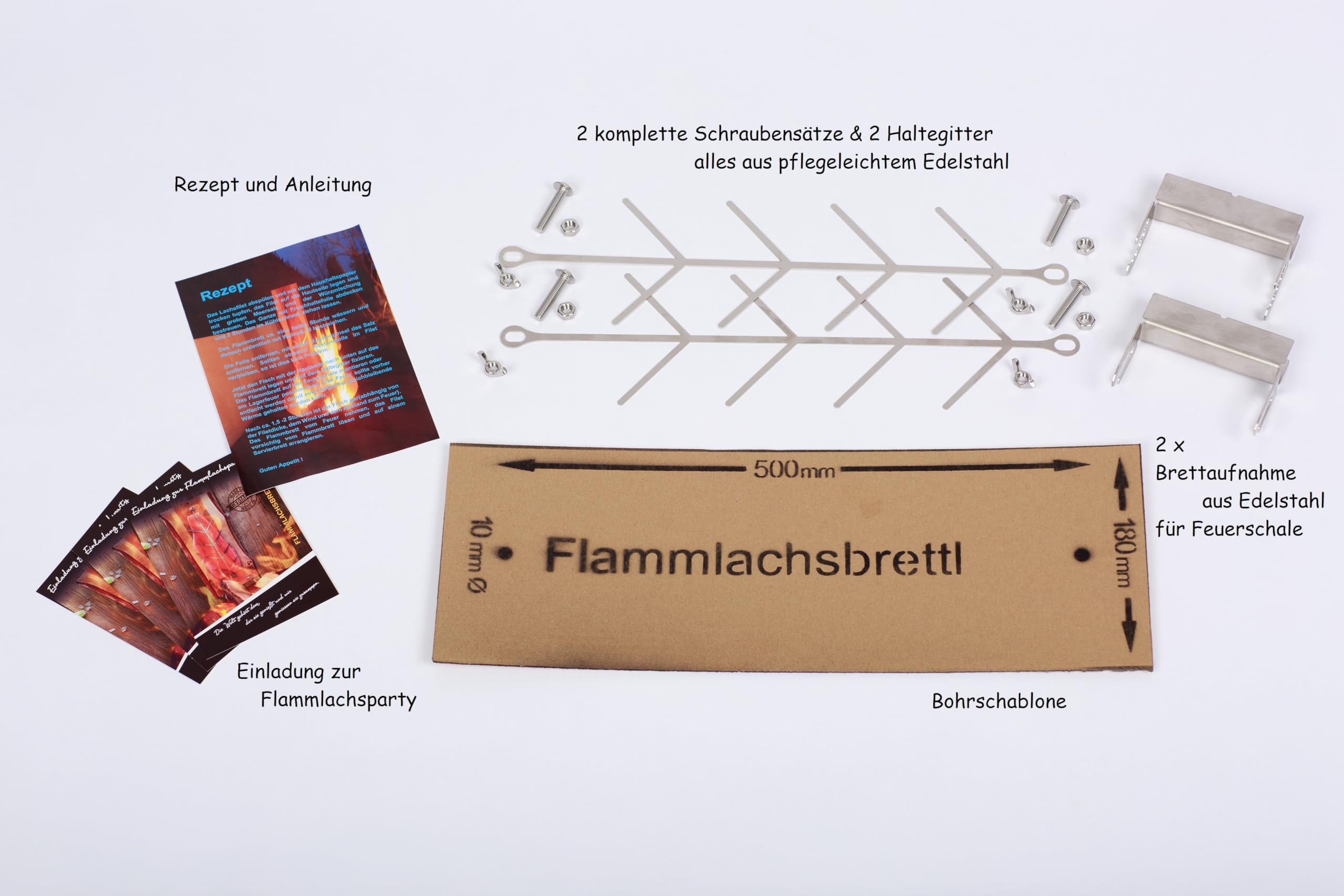 2er Set Halterungen für Flammlachsbrettl