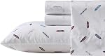 Nautica - Jumeau XL Draps, Ensemble de lit Percale en coton, Décor de la maison côtière, Essentiels de la chambre de dortoir (bleu de la bande de Whale, Twin XL)
