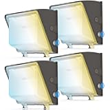 AKK 4 Pack 80W 60W 40W LED Wall Pack Light with Photocell, 12000LM 150LM/W, 3 Wattage & 3 CCT Selectable (4000K/5000K/5700K), 100-277V IP65 for Parking Lots, Warehouse, Security Lighting | ETL Listed