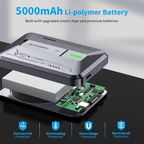 Miniatura 5 de Cargador portátil magnético, banco de energía inalámbrico 'Mecha' 2024 de 5000 mAh, PD 22.5 W, 2.5 horas de carga rápida, barra magnética más