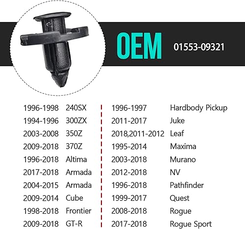Miniatura 4 de 40 clips de retención de guardabarros de agujero de 0.315 in compatibles con Nissan Infiniti 01553-09321 Mitsubishi MR328954 Chrysler Dodge MR328954