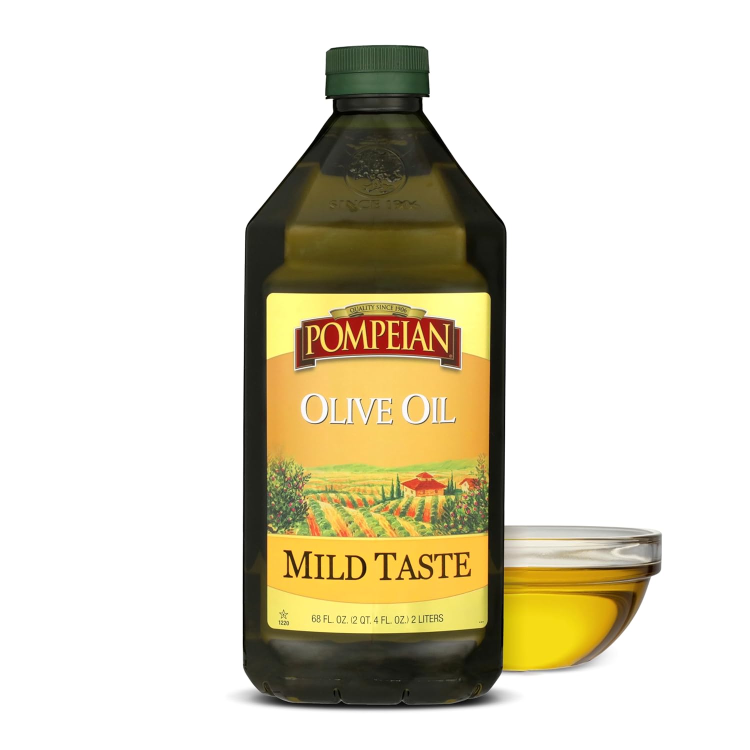 Pompeian Mild Taste Olive Oil, High Heat Cooking, Baking & Sauteing, High Smoke Point, 68 Fl Oz Pompeian Mild Taste Olive Oil, High Heat Cooking, Baking & Sauteing, High Smoke Point, 68 Fl Oz