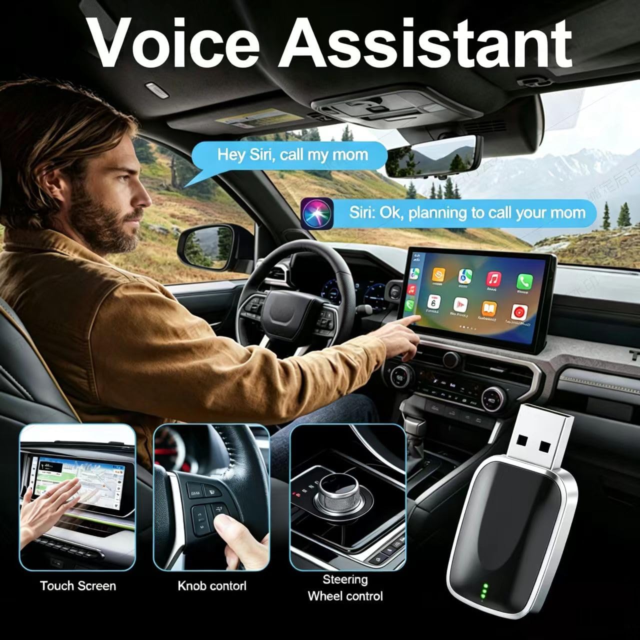 Dongle CarPlay Inalámbrico para Peugeot 508L, Adaptador USB de Cable a Wireless Baja Latencia Plug & Play Diseño Slim