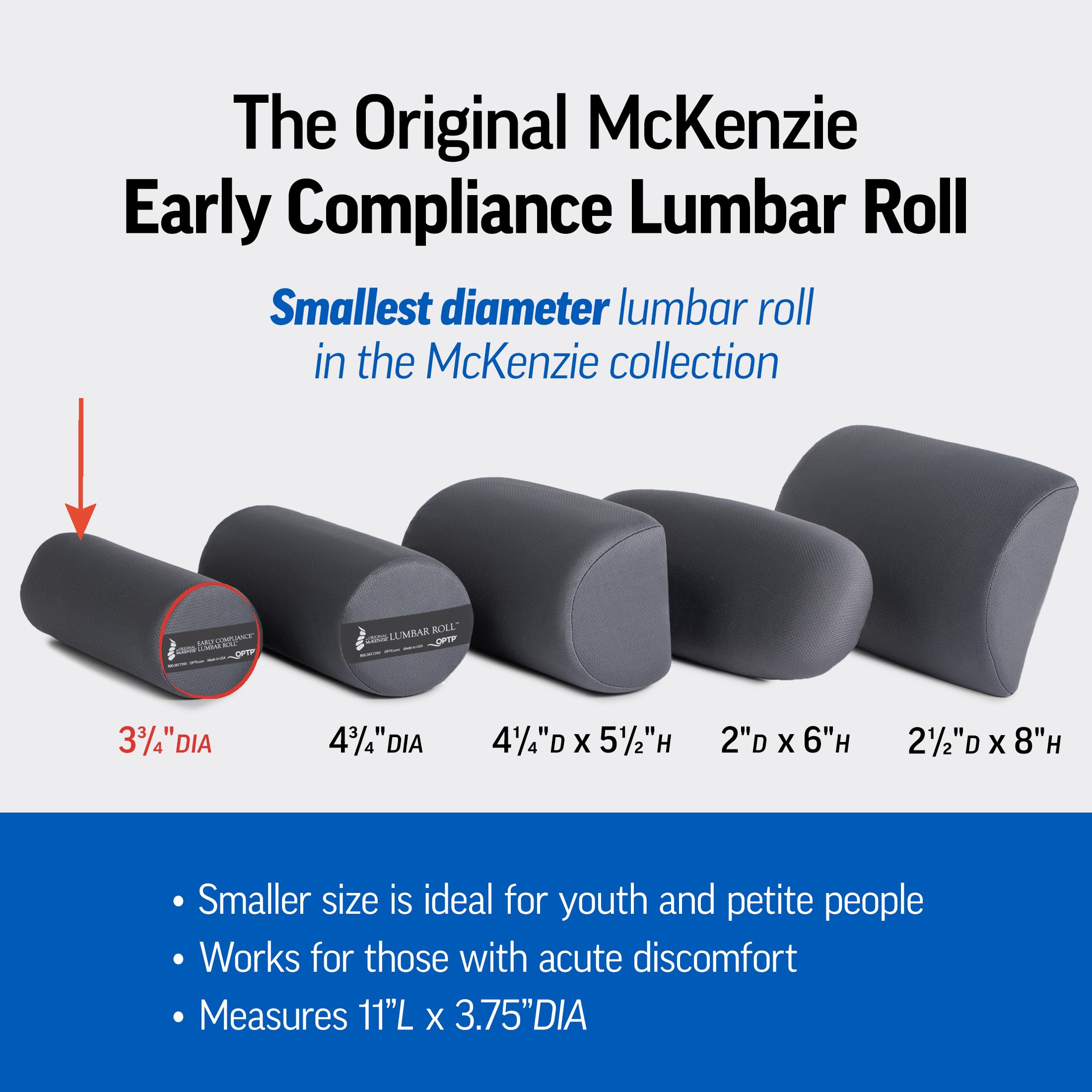 Optp McKenzie - Supporto lombare originale McKenzie, supporto lombare per sedie da ufficio e seggiolini auto