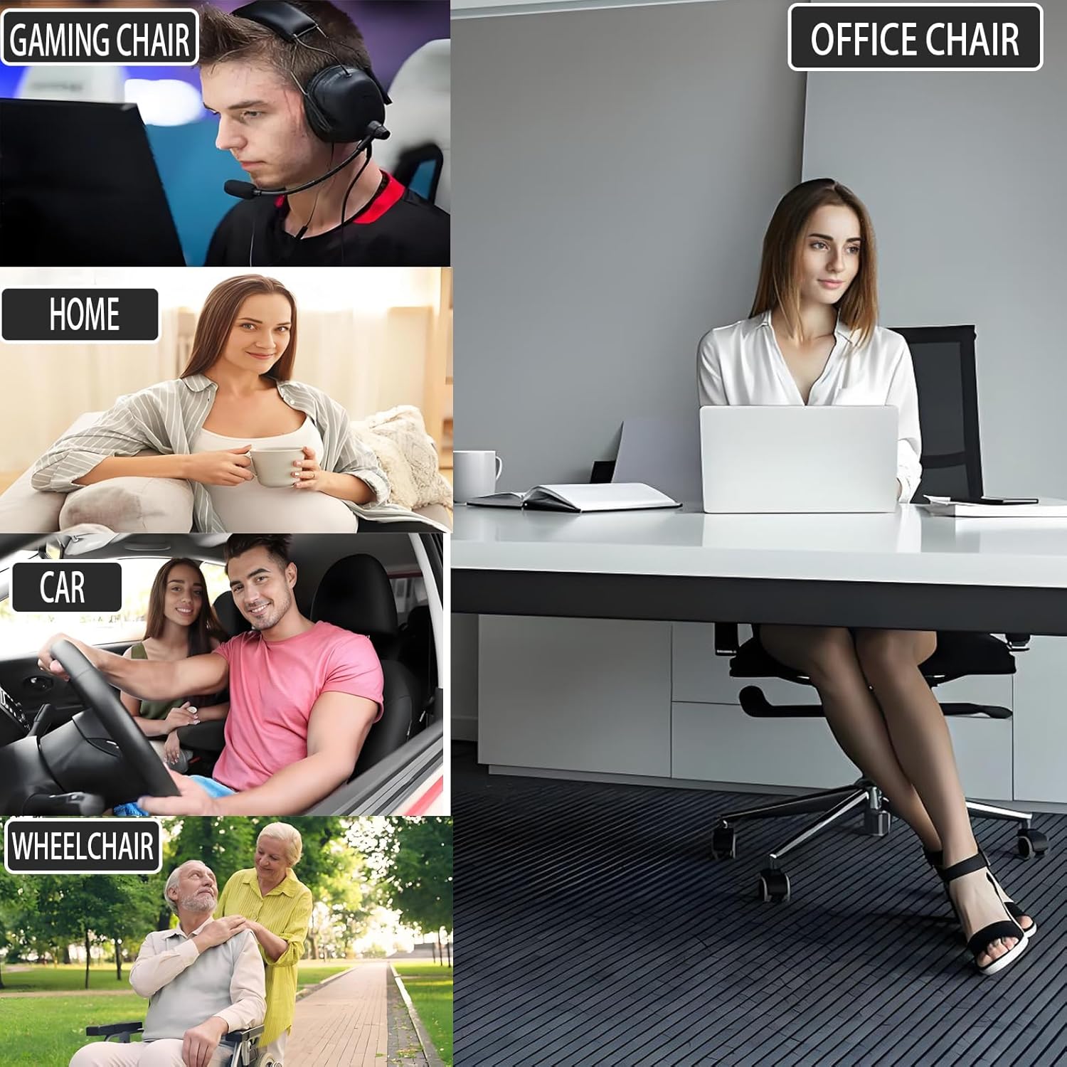 Seashell Memory Foam Seat Cushion -for Office Chair, Truck seat, Car Seat,Desk Chair, Airplane L-Shaped Back Support & Sciatica Relief & Tailbone Coccyx Pain Relief for Long Sitting and Driving(B&G) - Image 7