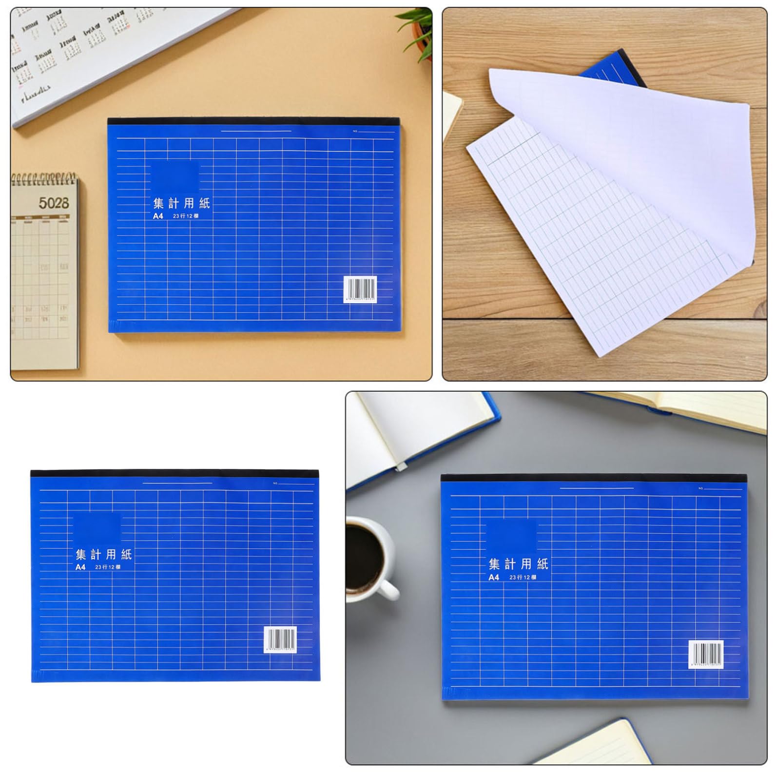 Libro de Registro de Inventario A4 Azul, Paquete de 5, Papel