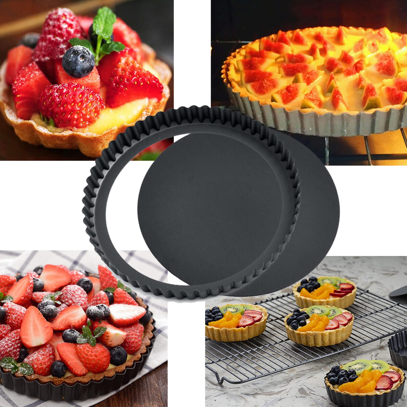 blacha do pieczenia metalowa nieprzywierająca forma do ciasta quiche forma do pieczenia usuwalna luźne dno naczynia do pieczenia mini foremki do tarty jajek 6 szt. B