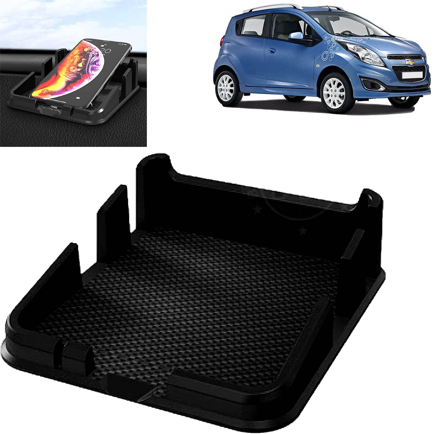 Aksmit 3R-2160 Car Multi-Functional Dashboard Carrying Organizer Storage Mat, Cell Phone Holder for Spark