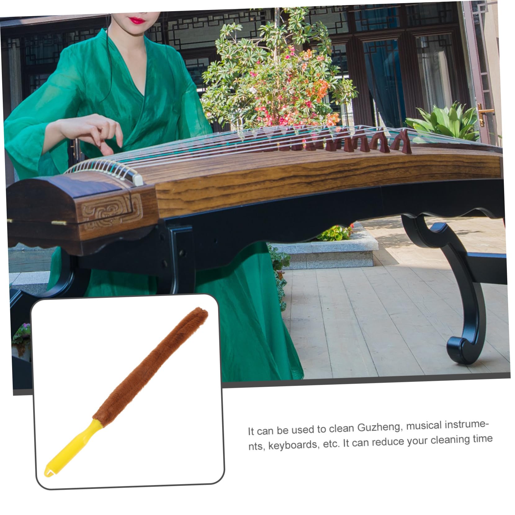 Yardenfun Guzheng Cleaning Brush Portable Instrument Cleaning Brush with Soft Bristles for Efficient Dust Removal Spaces Durable Easy to Store for Musicians