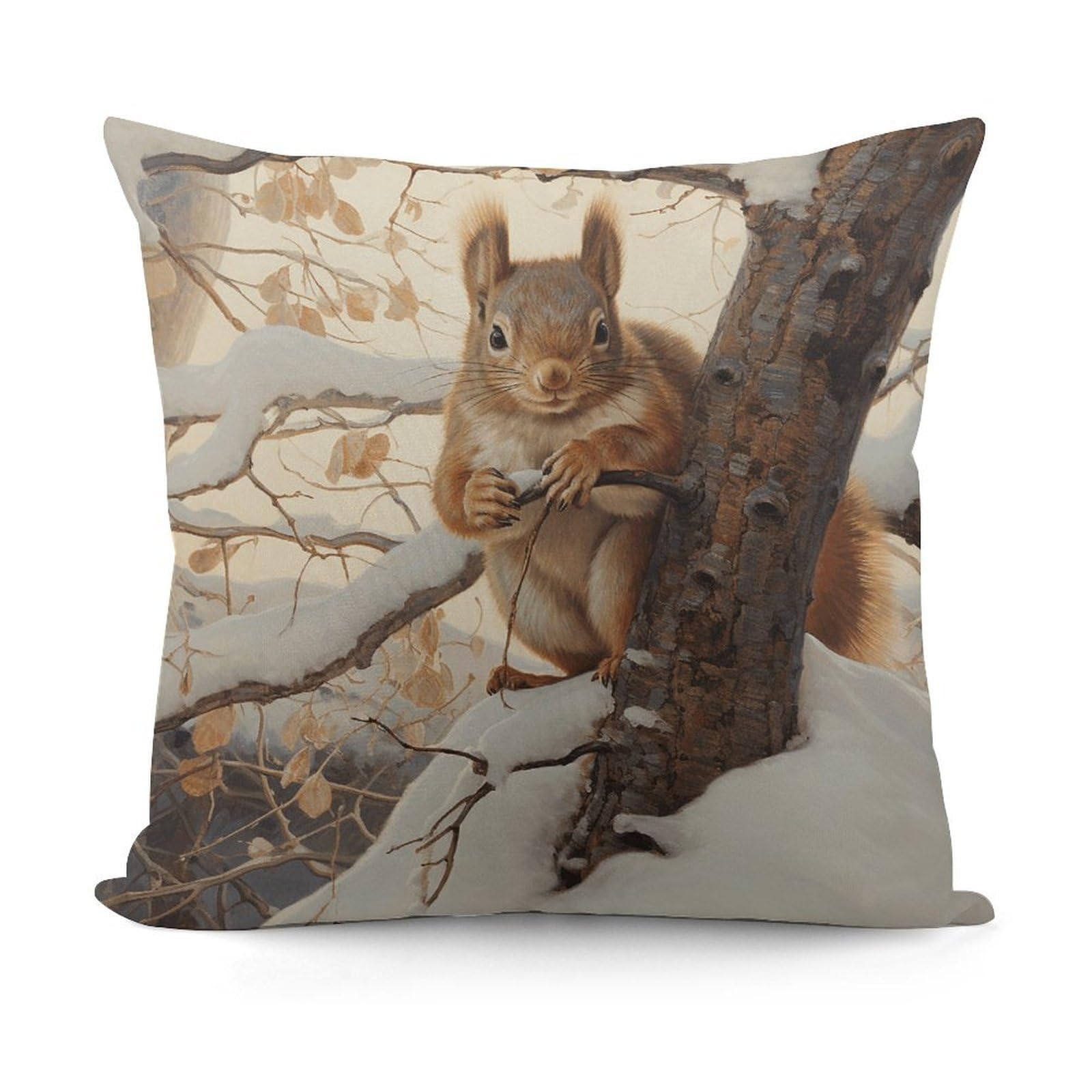 Adfgyerh Style Squirrel On Tree Decorative Pillow Covers, Throw Pillow Covers Soft For All Seasons, Pillowcases For Couch Living Room Sofa Bedroom 18X18 Inch