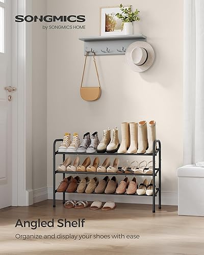 Miniatura 5 de SONGMICS Zapatero expandible de 3 niveles, estante de zapatos de metal para 8-20 pares de zapatos, zapatero independiente para entrada, armario,