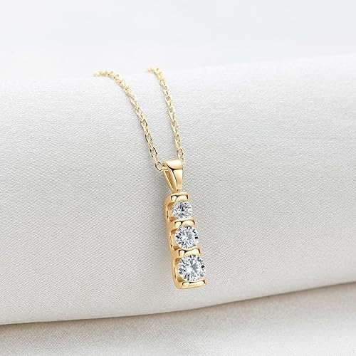 Miniatura 4 de Collar con colgante de moissanita, plata de ley 925, collares de diamantes creados en laboratorio para mujer, chapado en oro blanco, colgante de 3