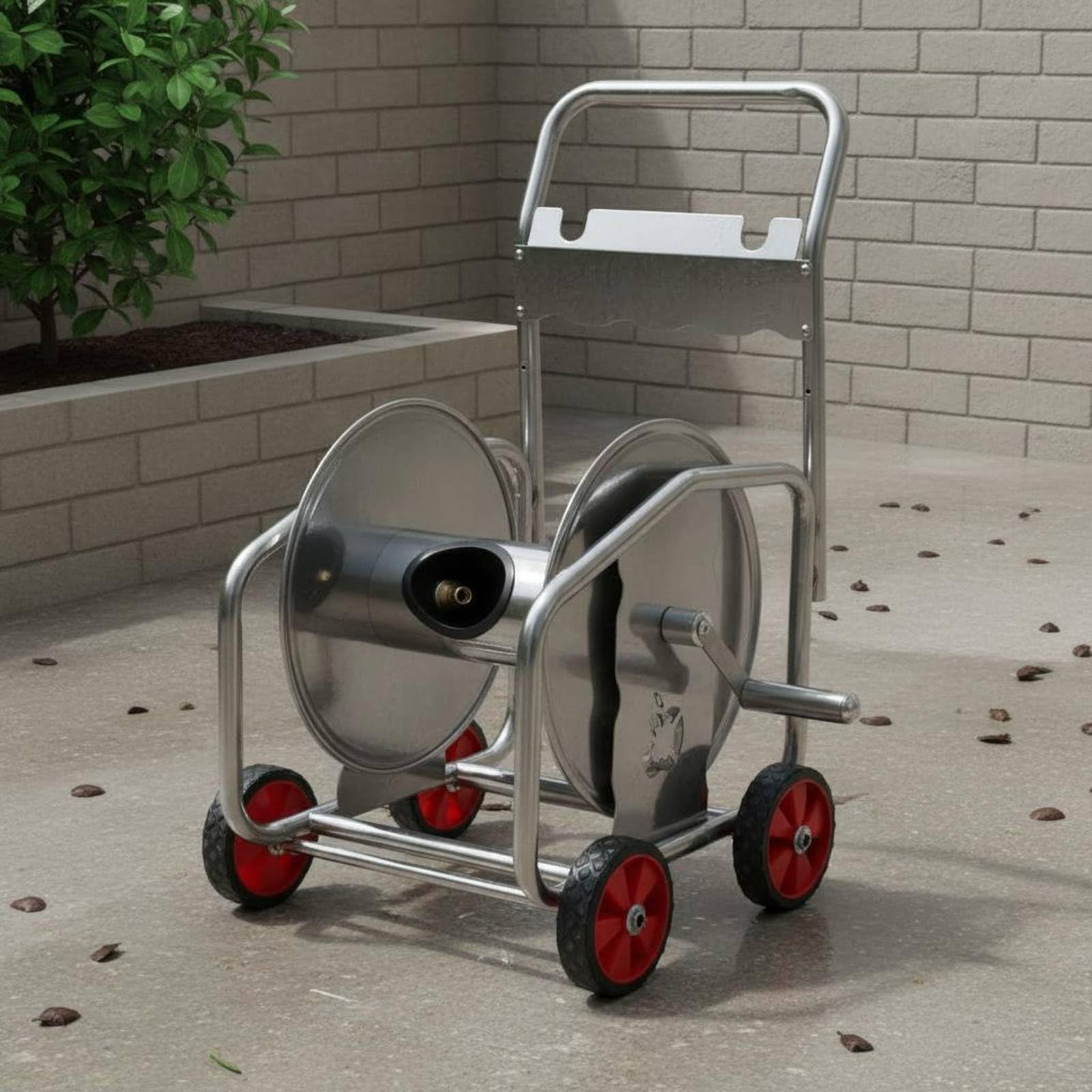 Carrello Avvolgitubo Portatile Carrello Portagomma con Ruote per Esterno, 100M