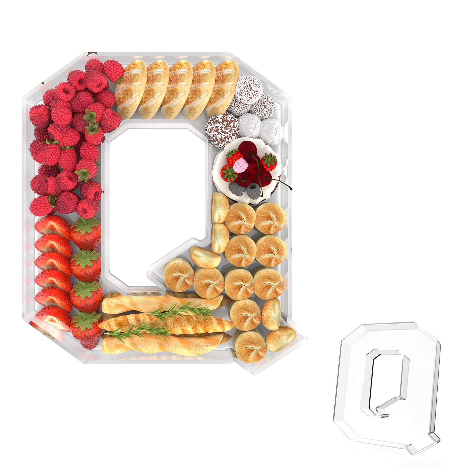 11" Acrylic Letter Charcuterie Tray,Fillable Alphabet &amp; Number Box(Letter Q)