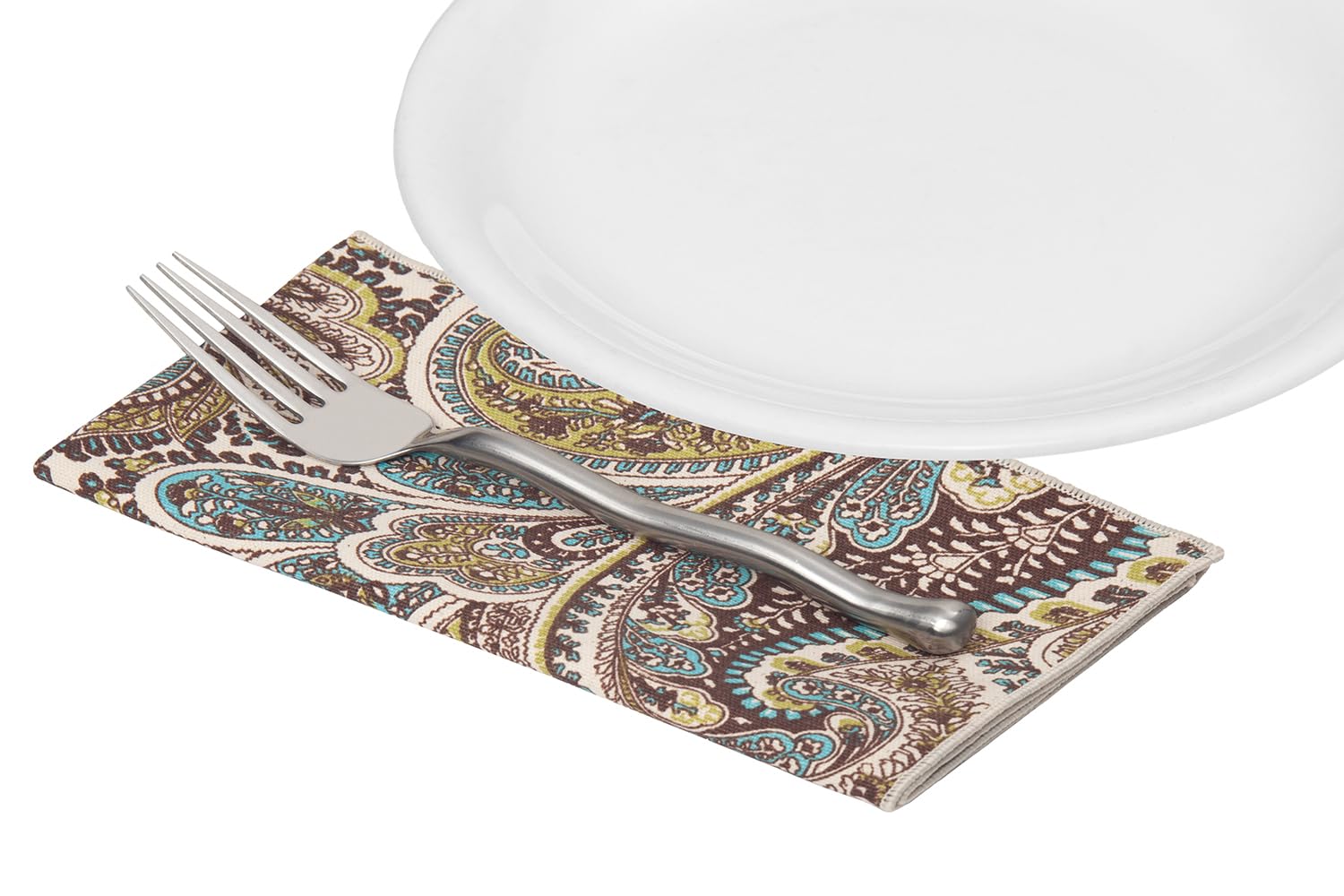 Stoffservietten, 12 Stück, 100 % Baumwolle, Leinen, 45,7 x 45,7 cm, brauner Paisley-Stoff