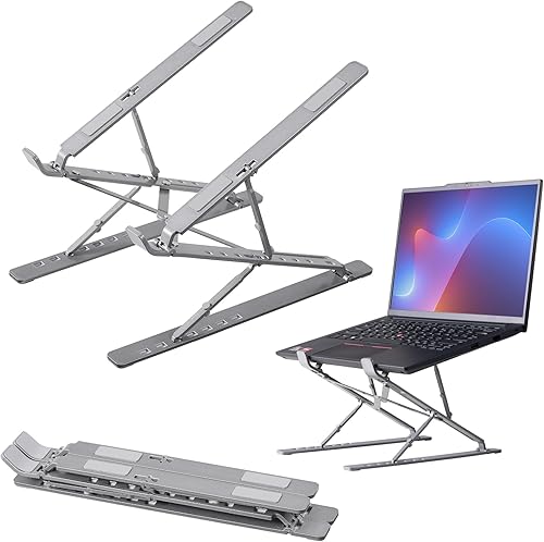 kwmobile Soporte para laptop Elevador ajustable para laptop, soporte DJ portátil de aluminio, soporte para juegos Plegable Regazo superior,