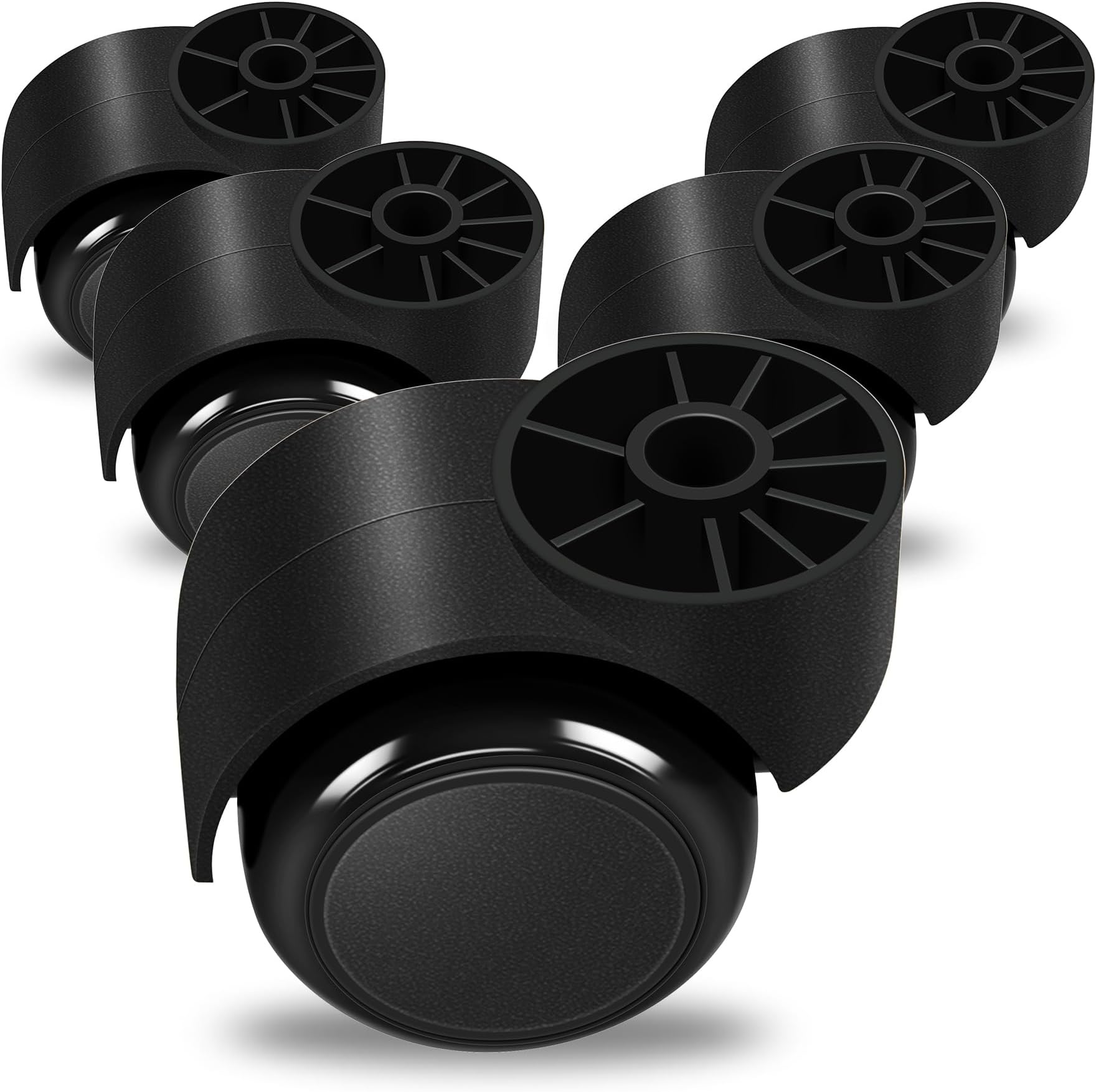 2 Inch Black Silent Office Chair Wheels Replacement - Stemless Casters for Furniture, 5PCS/Pack