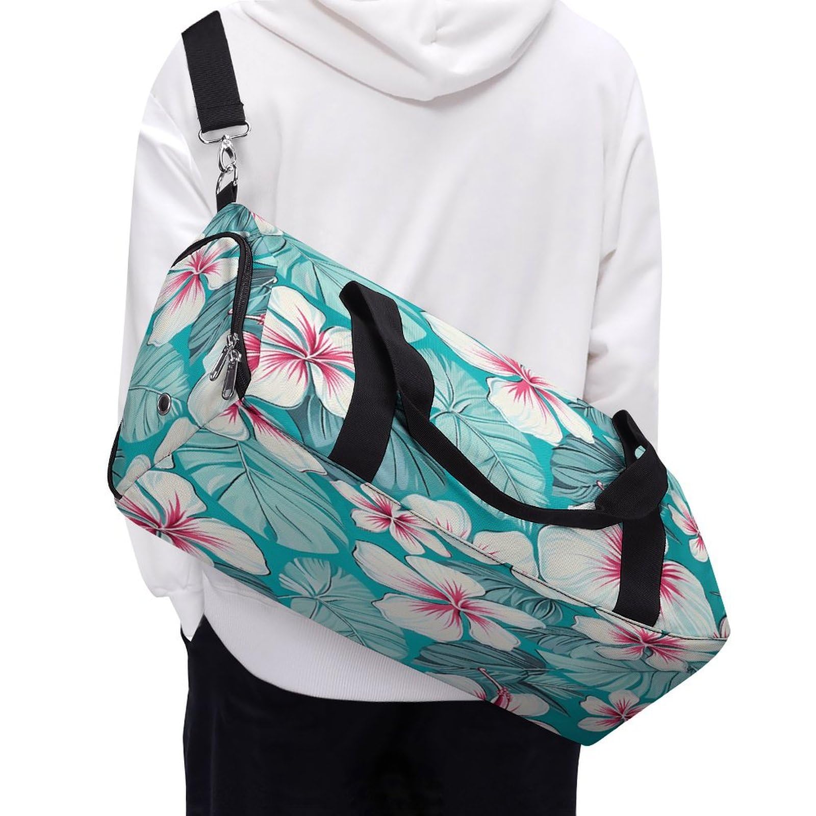 Turnbeutel für Damen und Herren, tropischer Hibiskusblumen-Druck, Turnbeutel, wiederverwendbar, Turnbeutel mit Schuhfach, Stil, Einheitsgröße, modern, Stil:, Einheitsgröße, Modern
