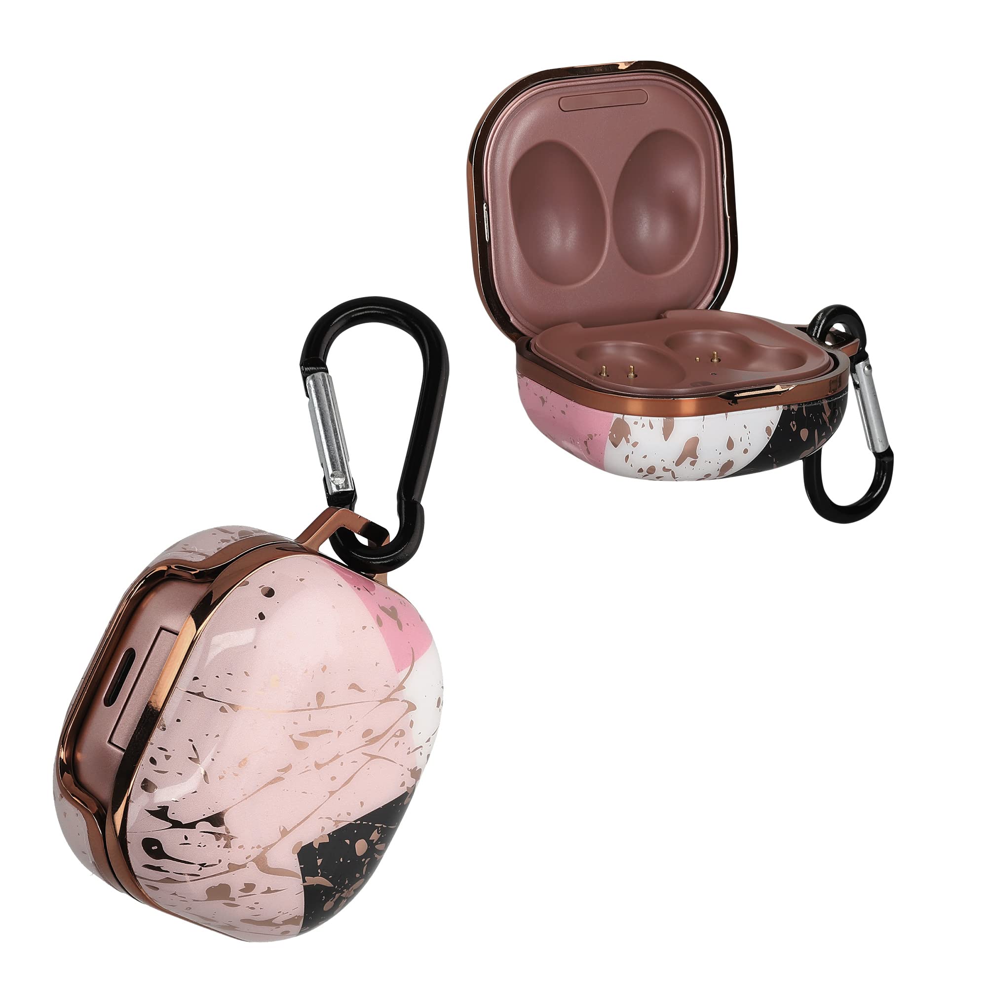 kwmobile Case Compatible with Samsung Galaxy Buds 2 Pro / Live - Case for Earbuds - Mixed Marble Dusty Pink/White/Black