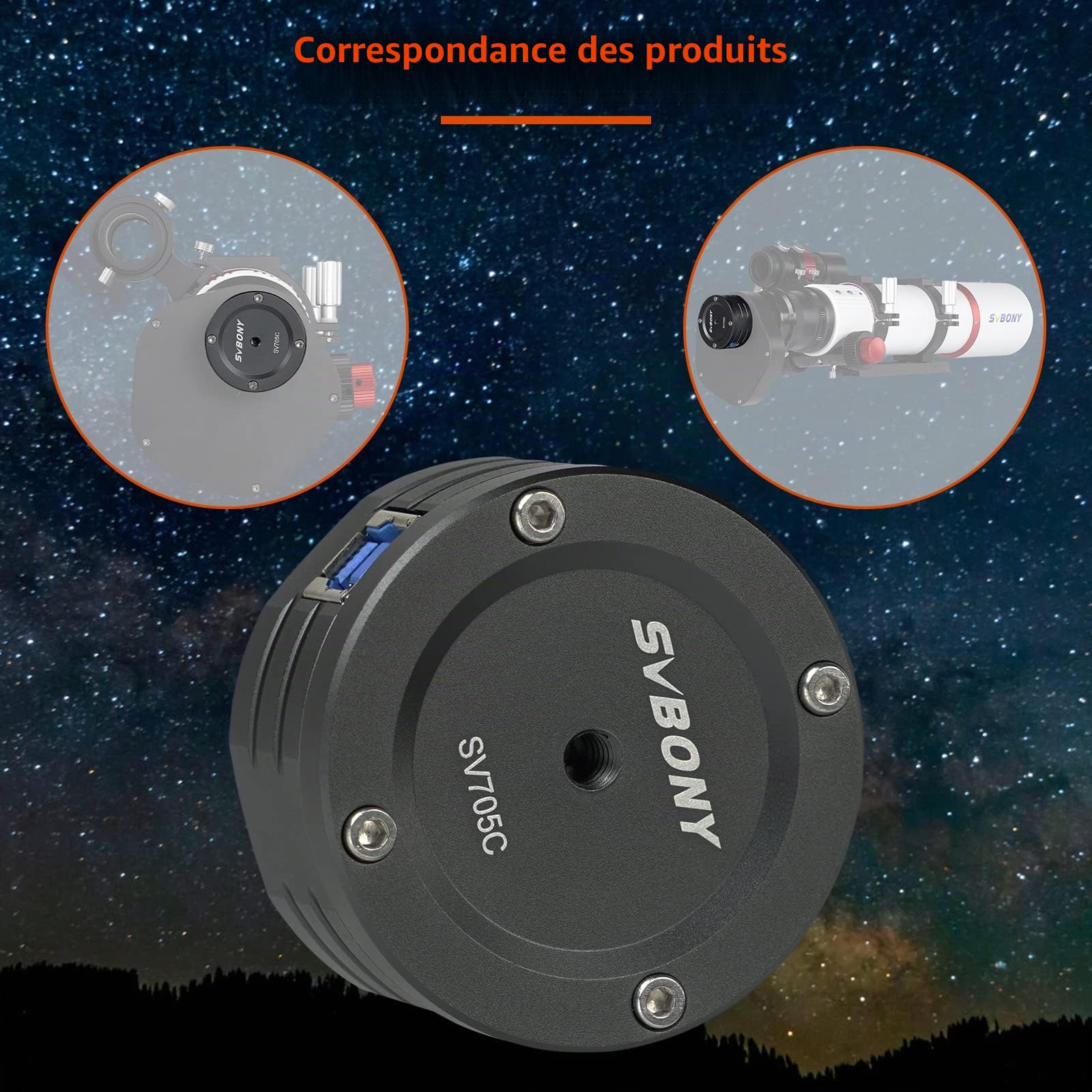 Svbony SV705C Caméra Astro Couleur, USB3.0 ST4 Port de Guidage Grand Puits, Oculaire Télescope avec CMOS Capteur IMX585, Haute Sensibilité NIR, Planétaire Caméra Astrophotographie pour EAA Imagerie
