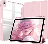 Capa para iPad (A16) 11ª/10ª Geração (2025/2022) 10.9 Polegadas Capinha Protetora Fina Traseira Transparente Proteção com Suporte para Lápis Completa Anti-Impacto Auto Sleep Tampa Magnética - Rosa