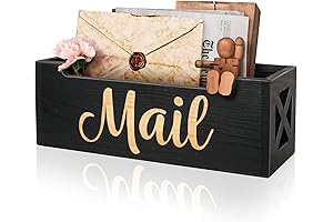 Rustic Wood Indoor Countertop Mail Organizer Box